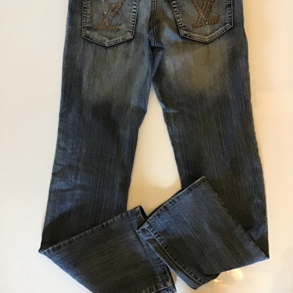 Louis Vuitton rhinestoned blue denim Jeans women - Picture 3 of 5